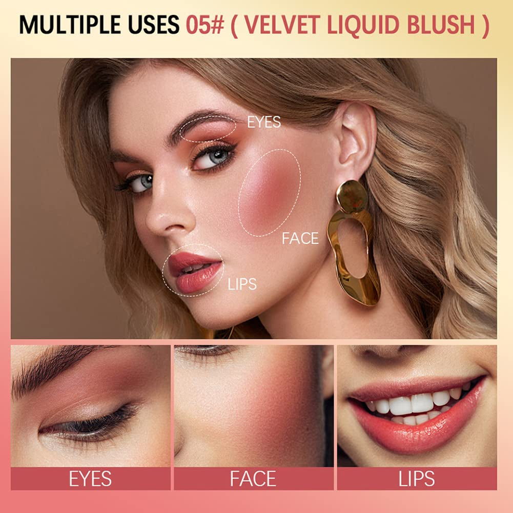 Soft Cream Blush Makeup, Liquid Blush for Cheeks, Natural-Looking Long Lasting, Smudge Proof, Velvet Mousse,Dewy Finish, Easy to Blend Blusher (#3)